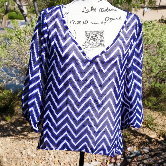 Liberty Love Sheer Chevron Blouse - Picture 1 of 2
